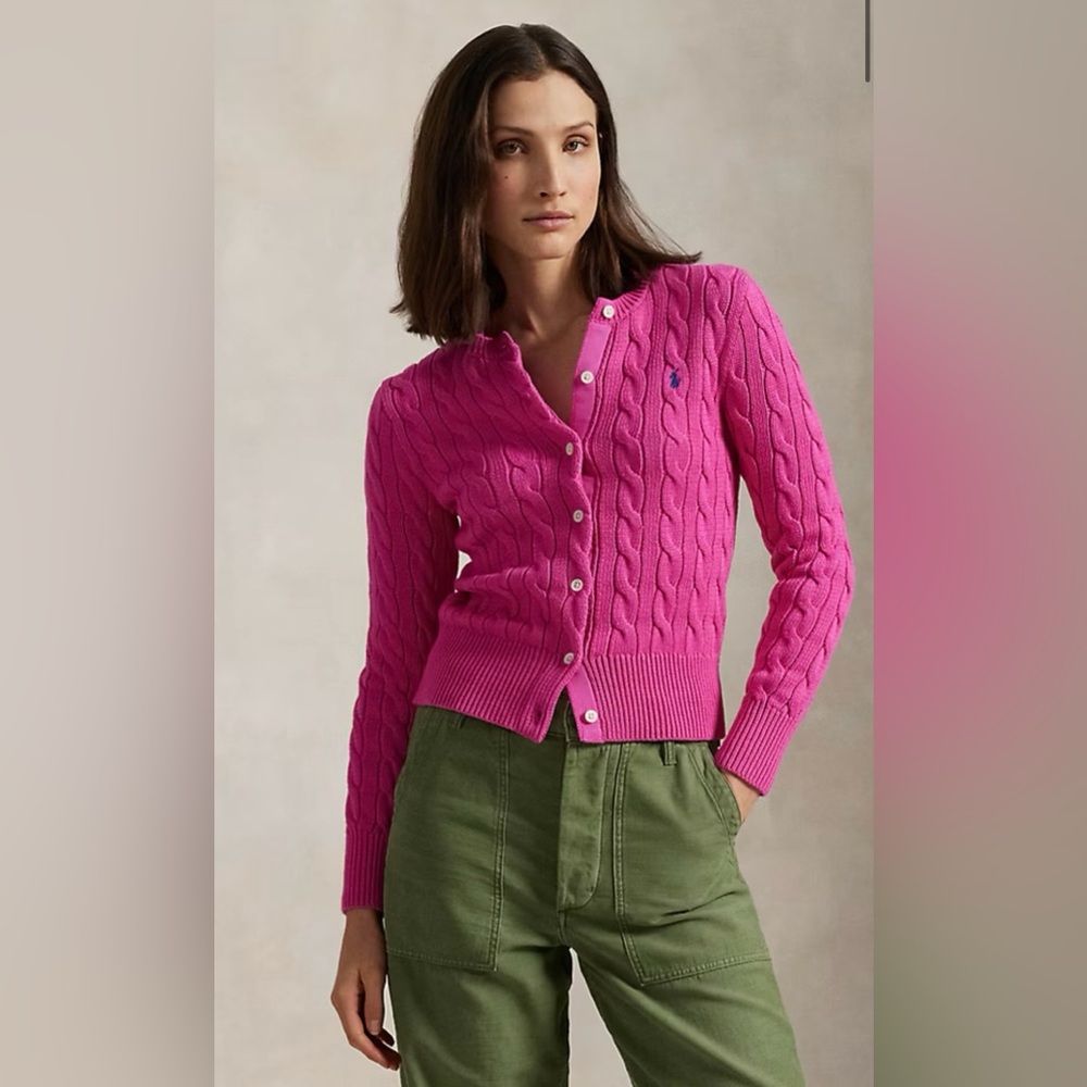 Cable-Knit Cotton Crewneck Cardigan